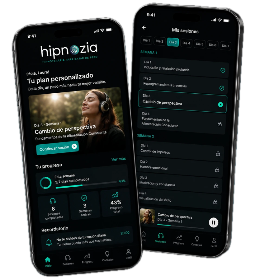 La app de Hipnozia: tu plan diario y tus sesiones
